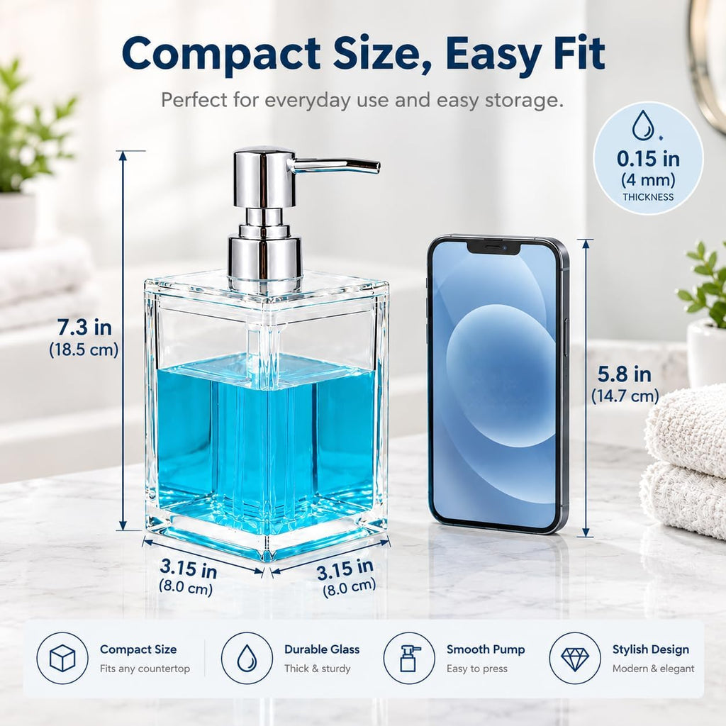LGURT Clear Acrylic Soap Dispenser, 500ml Hand Soap Pump