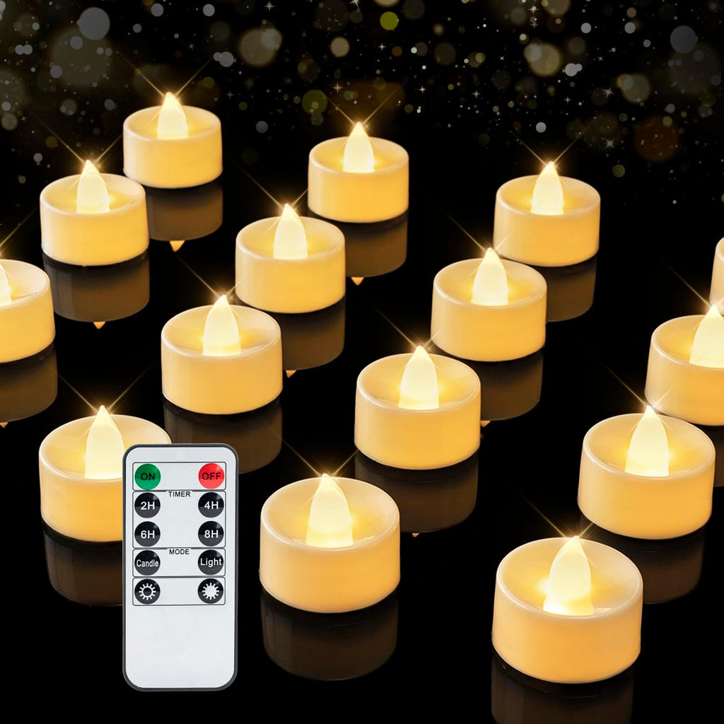 BEICHI 12Pcs Flameless LED Tea Lights with Remote & Timer,Ivory Base,400Hrs