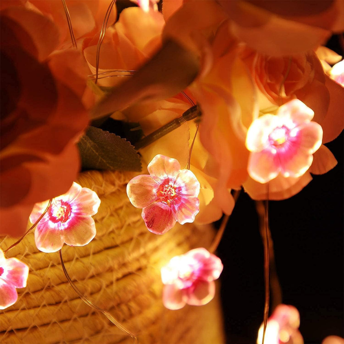 Mudder 2 Pack 13 FT 40 LEDs Cherry Blossom Flower String Lights