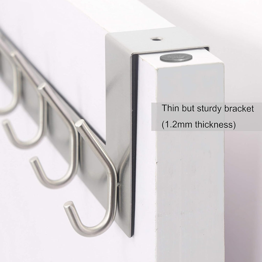 WEBI Over The Door Hooks:Door Hanger Over The Door Towel Rack,Door Coat Towel Hanger Door Coat Rack 6 Hooks for Hanging Clothes,Jacket,Hats,Bathroom,White