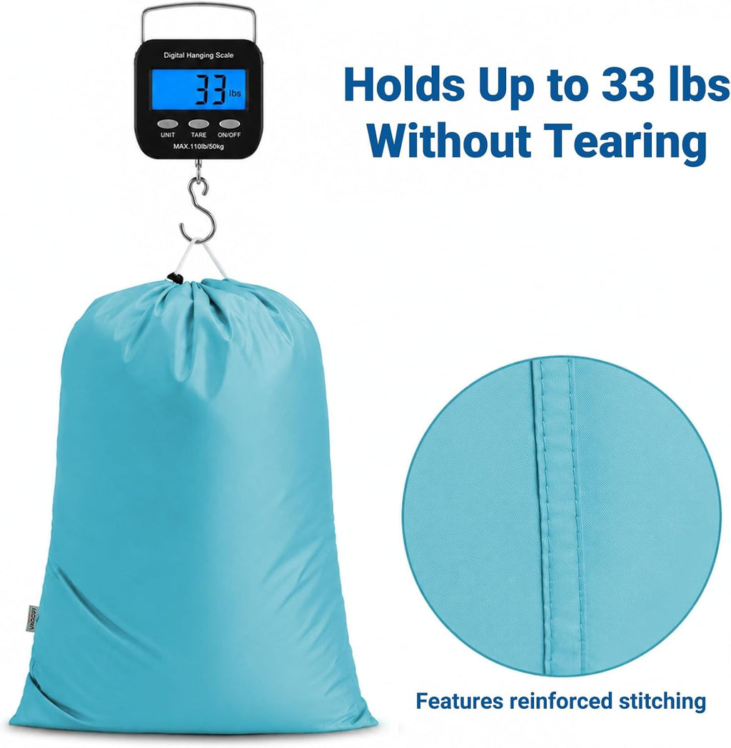 2 Pack XL Laundry Bags, Extra Heavy Duty Large Laundry Bag with Drawstring Closure, Machine Washable Clothes Organizer for Hamper, College Dorm, Travel (Lake Blue + Navy Blue, X-Large)
