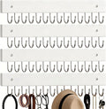 4Pack Necklace Wall Holder Wooden Mount Bulk with 56 Hooks White