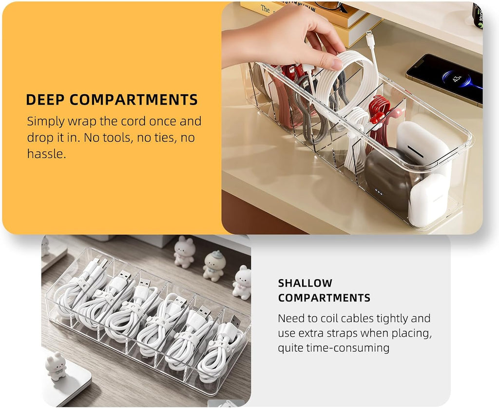 Desktop Charger Cord Storage Organizer Box Cable Organizer Box With Lid