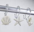 Shower Curtain Hooks Rings, 12PCS Pearl Shine Seashell Shower Rings, Anti Rust Decorative Double Glide Shower Hooks for Beach Bathroom, Baby Room, Bedroom, Living Room Décor