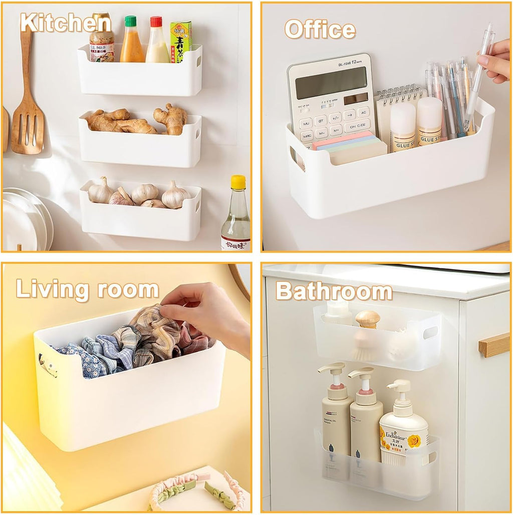 2 Pcs Kitchen Cabinet Door Organizer,Adhesive Mount Inside Cabinet Door Storage,Under Sink Door Storage Shelf for Kitchen,Bathroom,Office,Garage,Craft Room(Transparent)