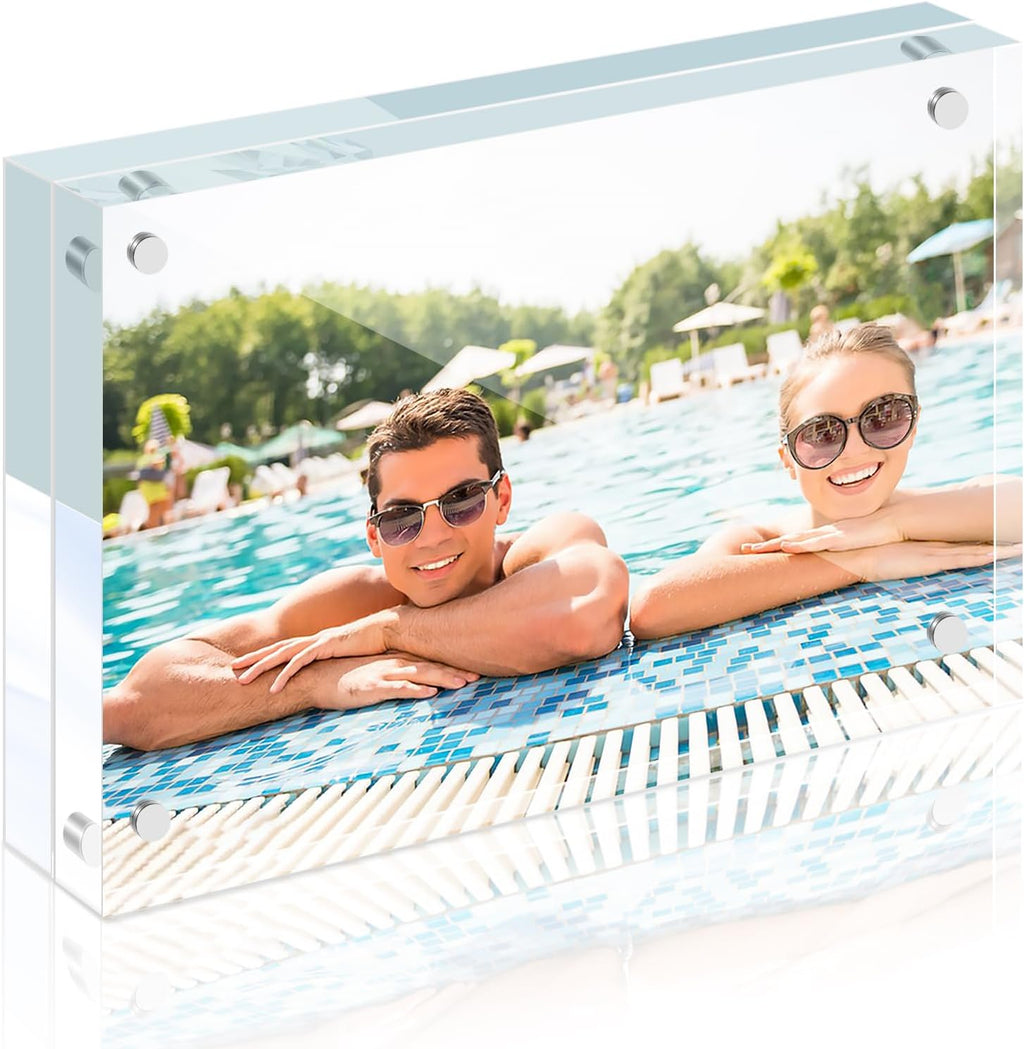 1 Pack 8x10 Acrylic Picture Frames, Premium Acrylic Photo Frame, Double-Sided Magnetic Picture Frames Clear Thickness Lucite Frameless Transparent Square Frame Gift for Home Office Desktop Display