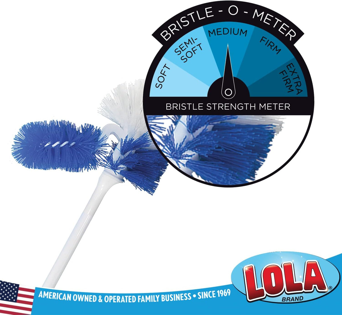 LOLA Classic Toilet Brush w/Under-The-Rim Scrubber, 6 Pack