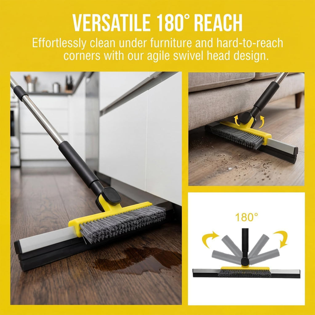 Gloffer Squeegee for Floor, Adjustable Long Handle, Tile Floor Cleaning