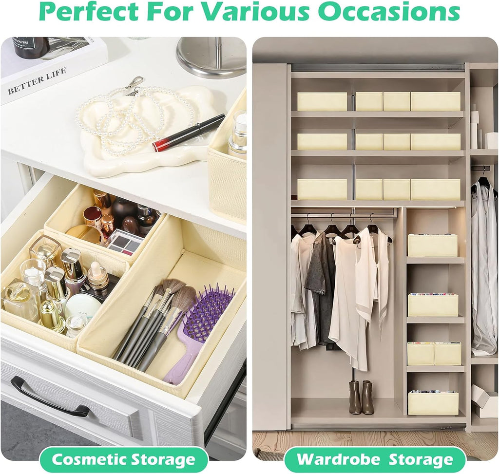Drawer Clothing Organizer 16-Pack,Beige Underwear Dividers