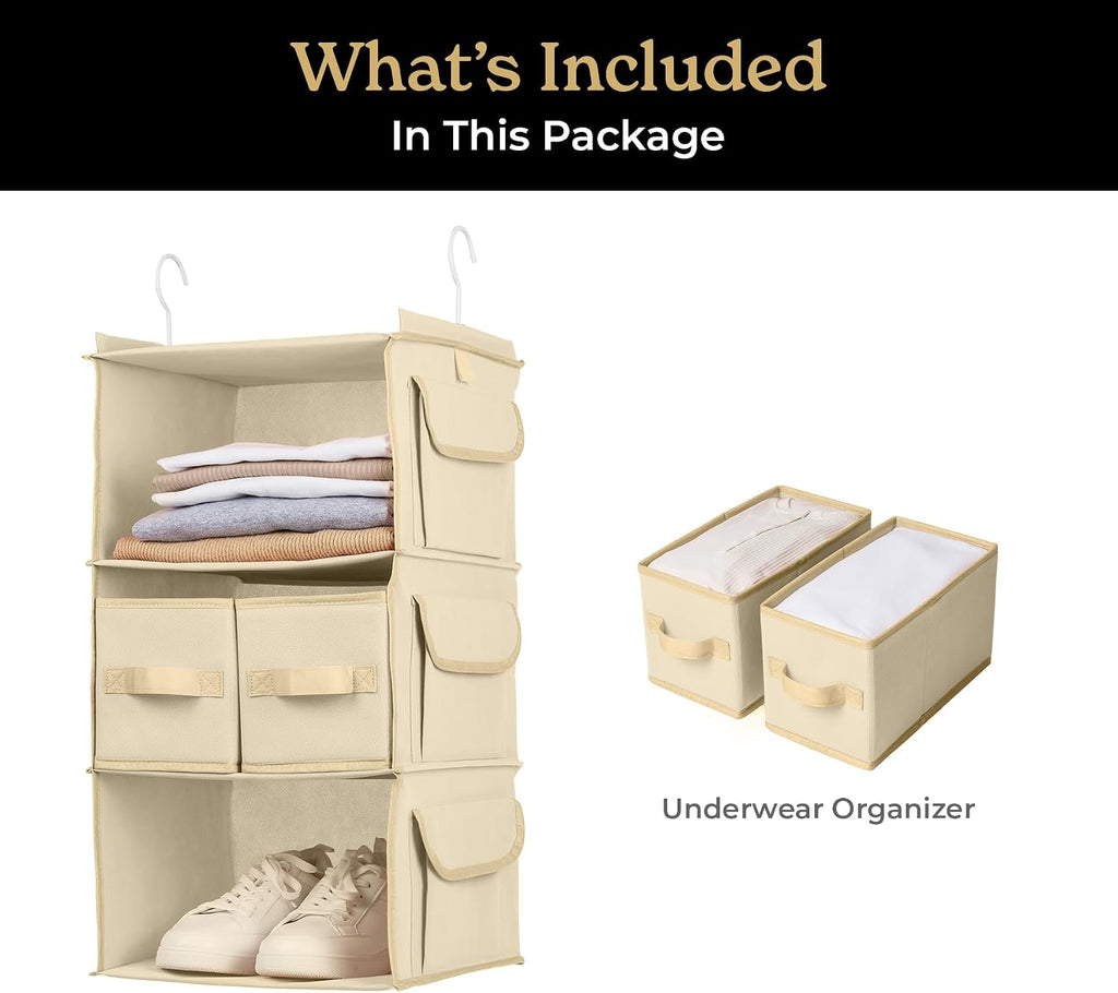 SMIRLY 3-Shelf Hanging Closet Organizer - Hanging Shelves for Small Closets, Sweater Storage