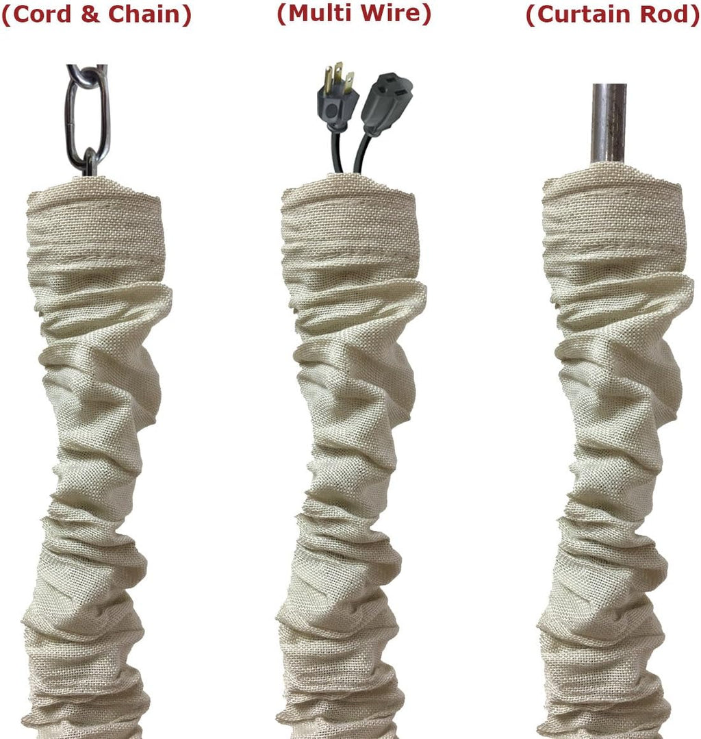 Royal Designs, Inc. Cord & Chain Cover 4 ft Silk Type Fabric, Chandelier Pendant Lighting Chain & Cable Management, Touch Fastener, Linen Beige - 2 Pack