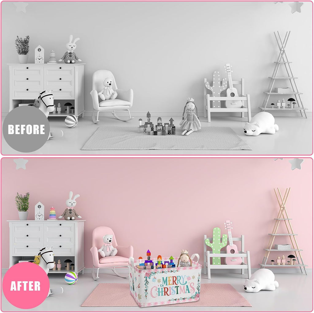 Beeveer 3 Pcs Christmas Pink Nutcracker Basket Diamond Plaid Christmas Tree Gift Basket Soldier Mouse Ballet Girl Clothes Storage Cube for Home Office Dorm Closet Shelf Organizer