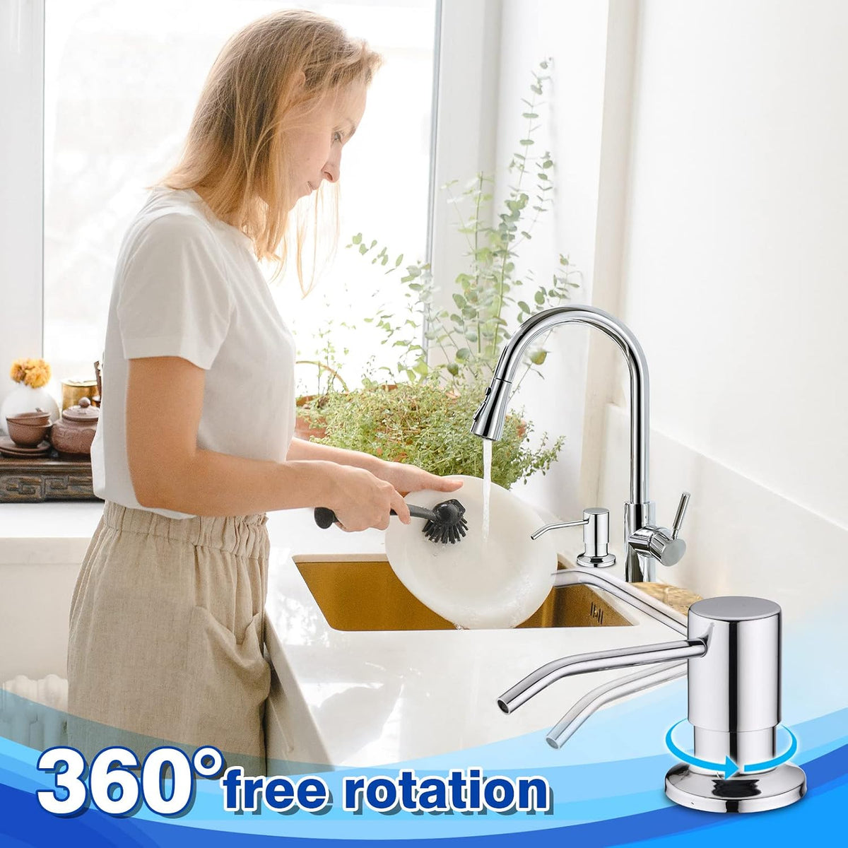 Polished Chrome Soap Dispenser for Kitchen Sink WEWE, Stainless Steel