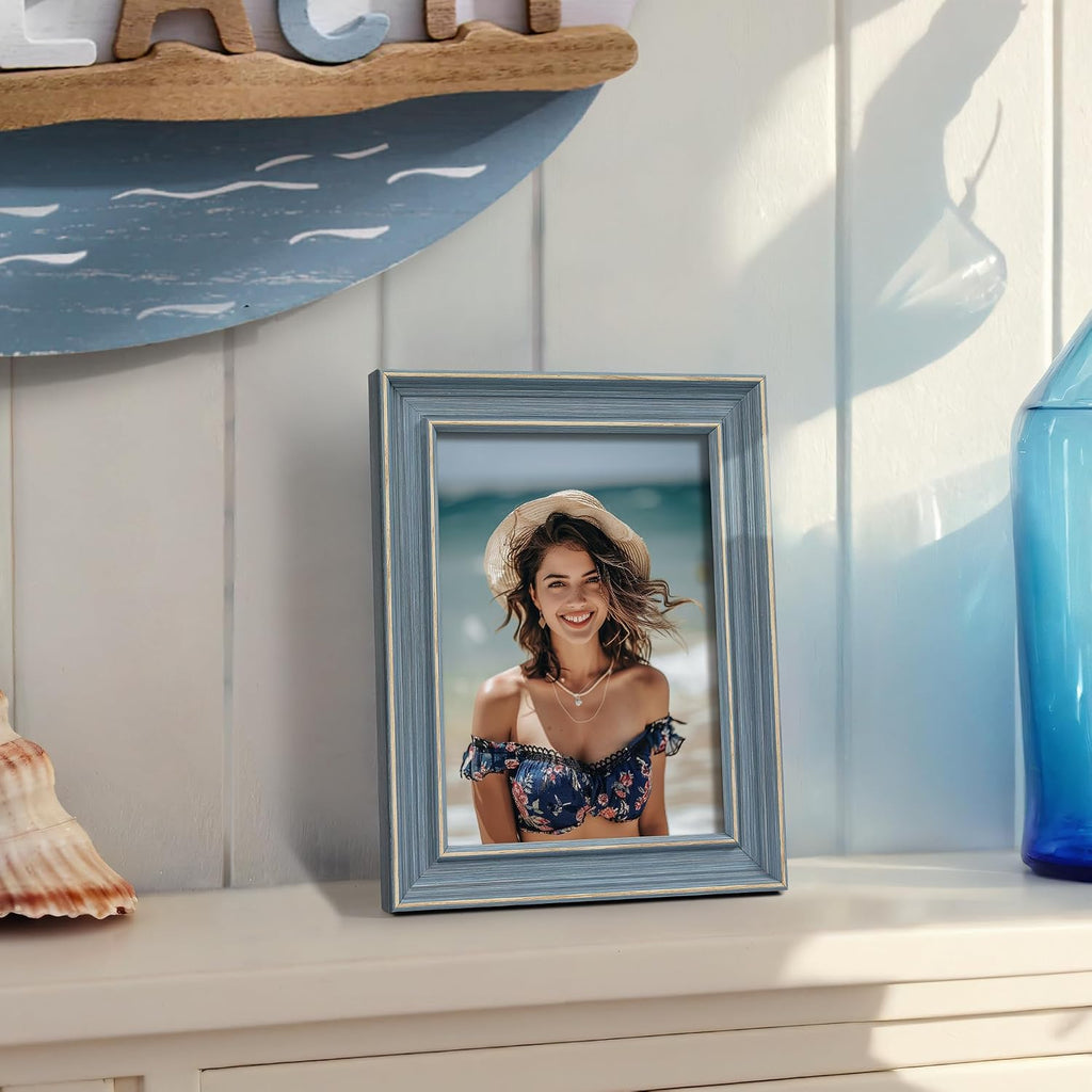 Afuly 5x7 Blue Picture Frame Vintage Coastal Photo Frame