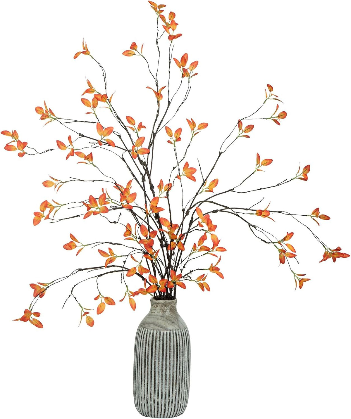 5pcs Artificial Ficus Branches Fall Faux Eucalyptus Stems,Orange