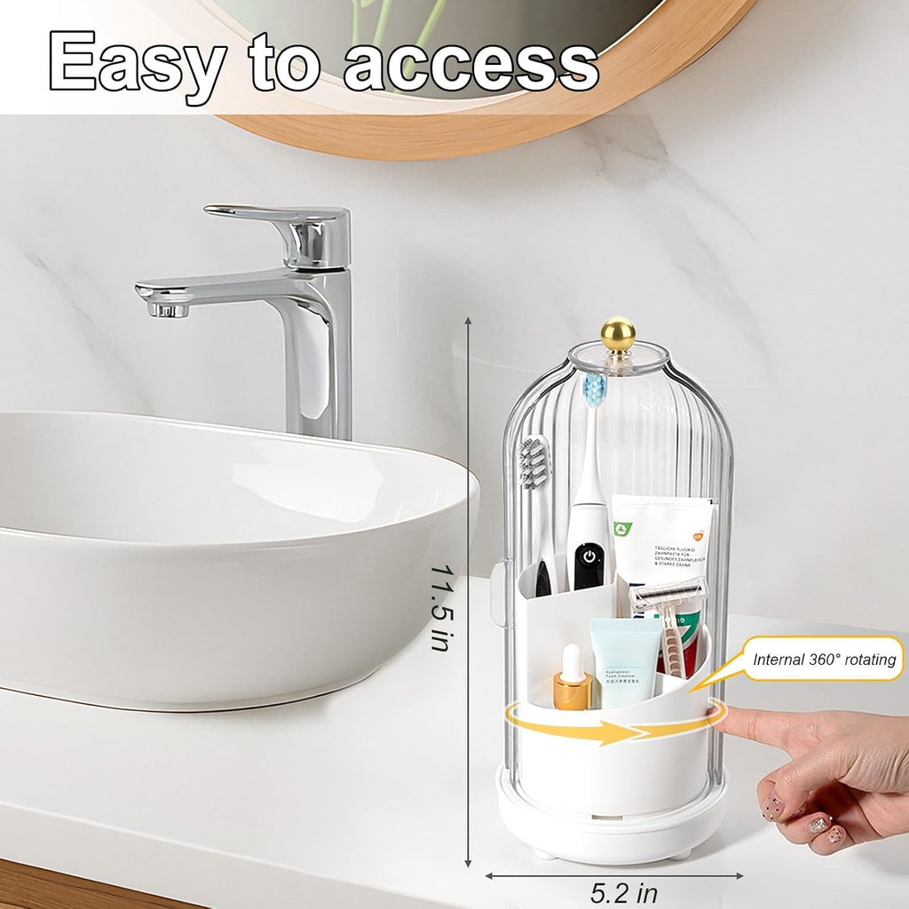 Toothbrush Holders with Cover Toothpaste Organizer for Bathroom, White