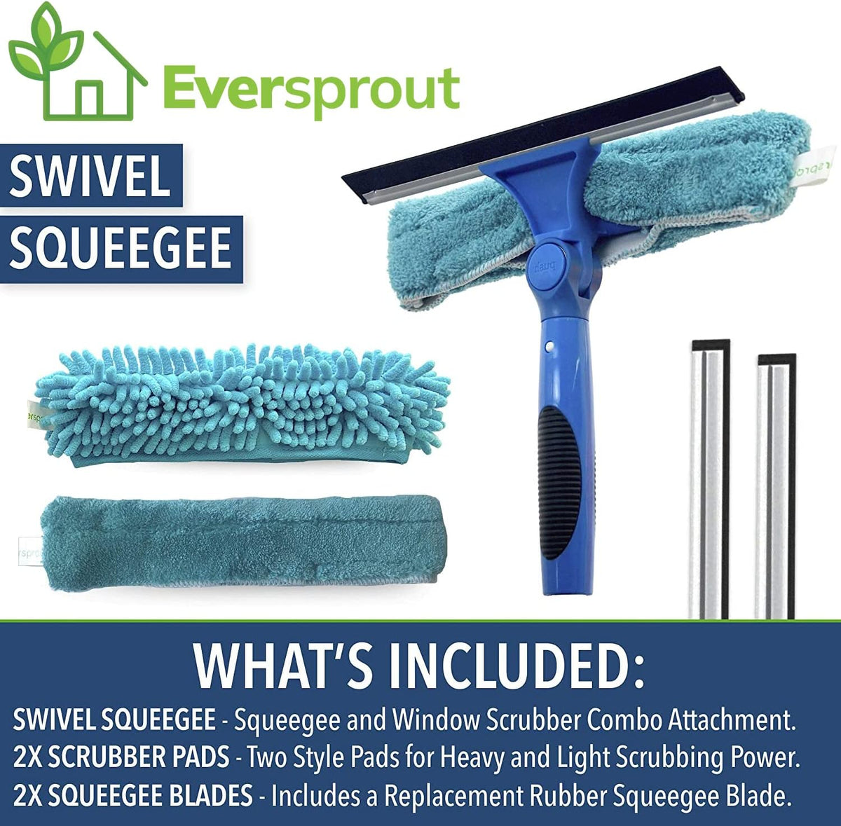 EVERSPROUT Swivel Squeegee & Microfiber Window Scrubber, Attachment Only