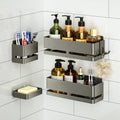 Bathroom Shower Caddy,No Drill Shower Shelves(5-piece Set-Grey)