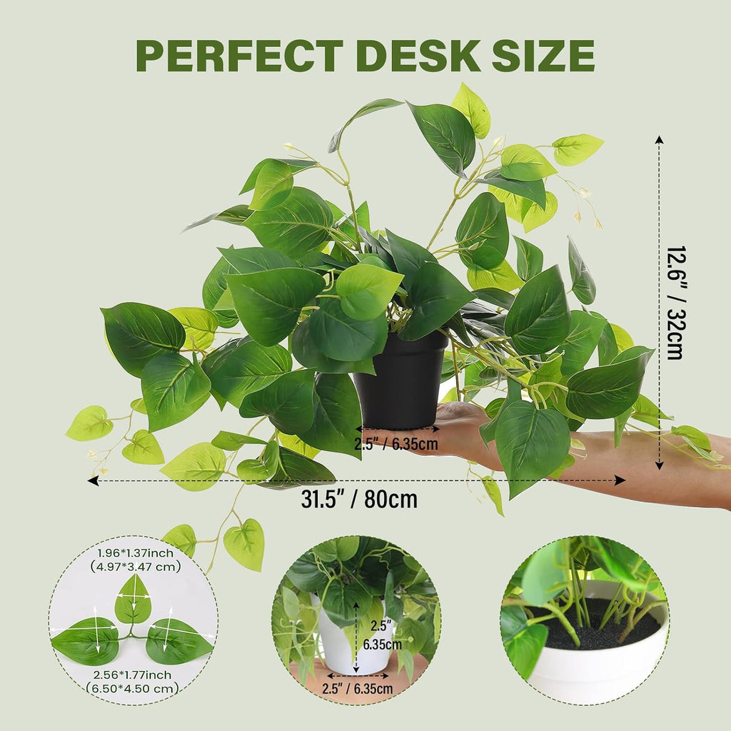 Tiita Artificial Pothos Plant in Pot, 1 Pack for Desk and Shelf Decor