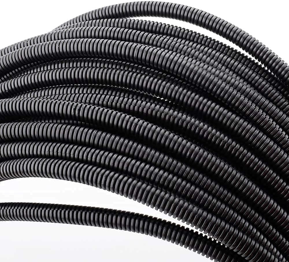 ZhiYo 20 FT 1/2” 100 FT 1/4” Split Wire Loom Tubing Wire Conduit – Black Bundle