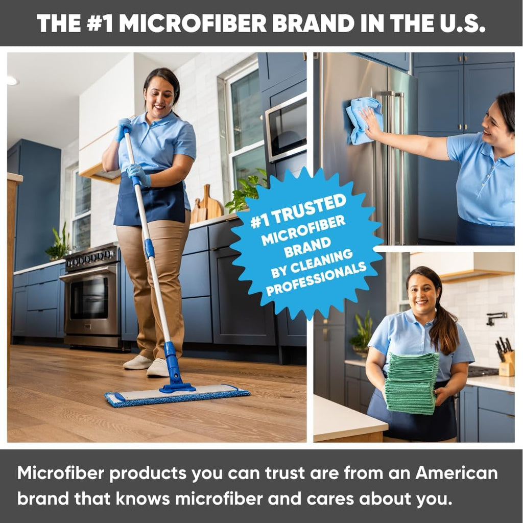 Microfiber Wholesale 18" Absorbent Microfiber Wet Mop Pad - Reusable, Machine Washable, Refills (2 Pack)