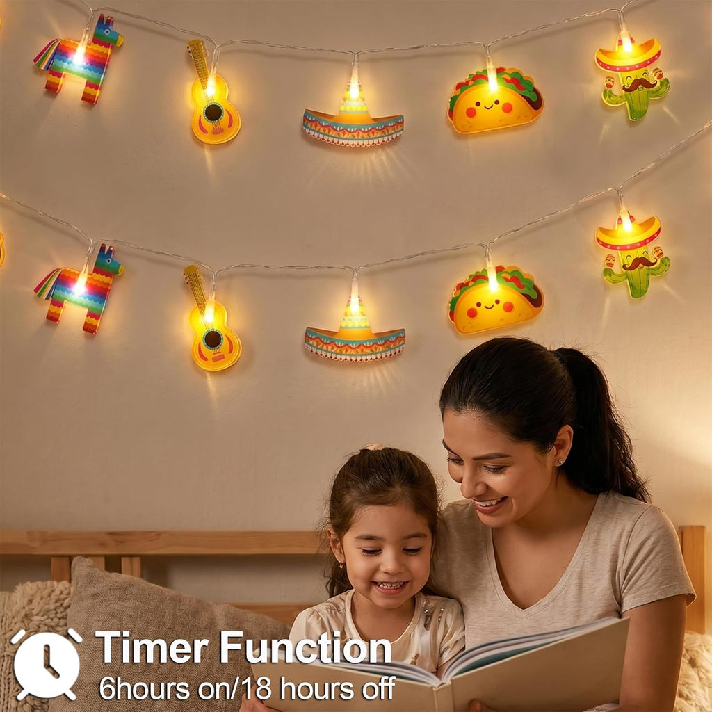 Cinco De Mayo Decorations String Lights, 20Led Battery Operated with Timer