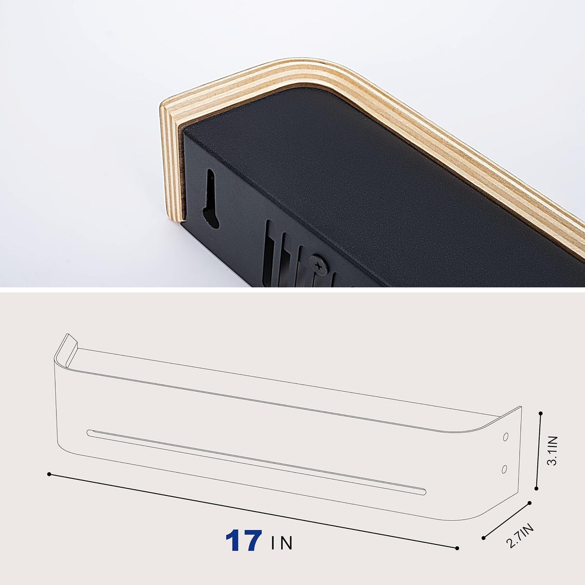 Key Holder Wall Mount with Shelf | 17 inch | Walnut