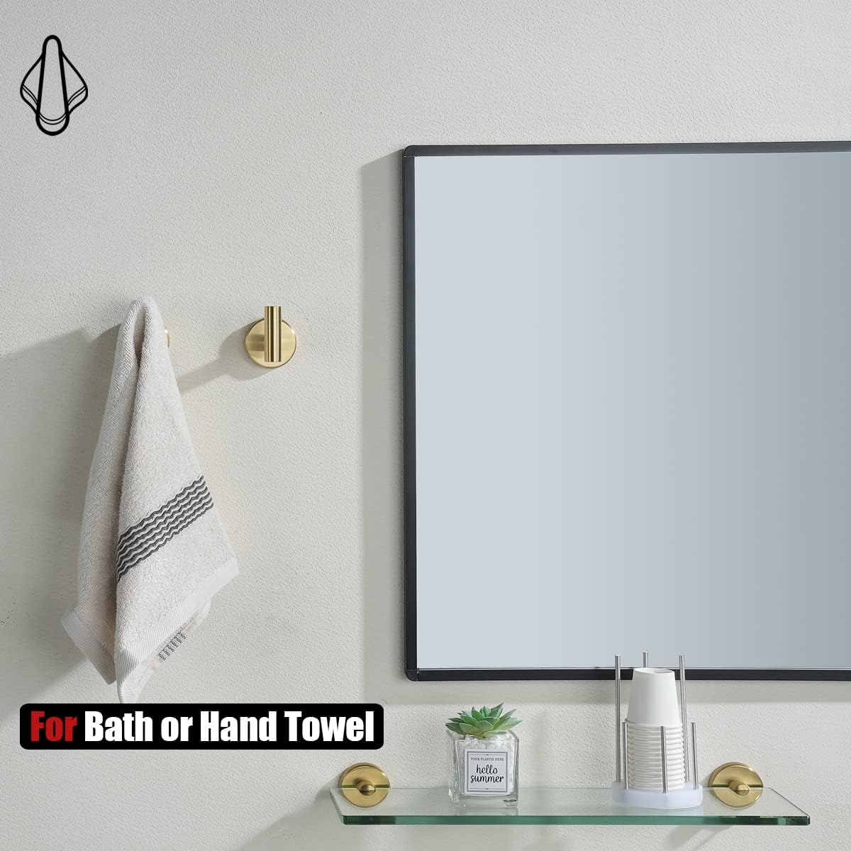 JQK Bathroom Hardware Set, 5-Piece Bath Accessories Set Brass Gold Wall Mount Includes 24 in Towel Bar, 9 in HT Bar, TP Holder, Towel Hook x 2 Brushed Gold, BAS105-BG