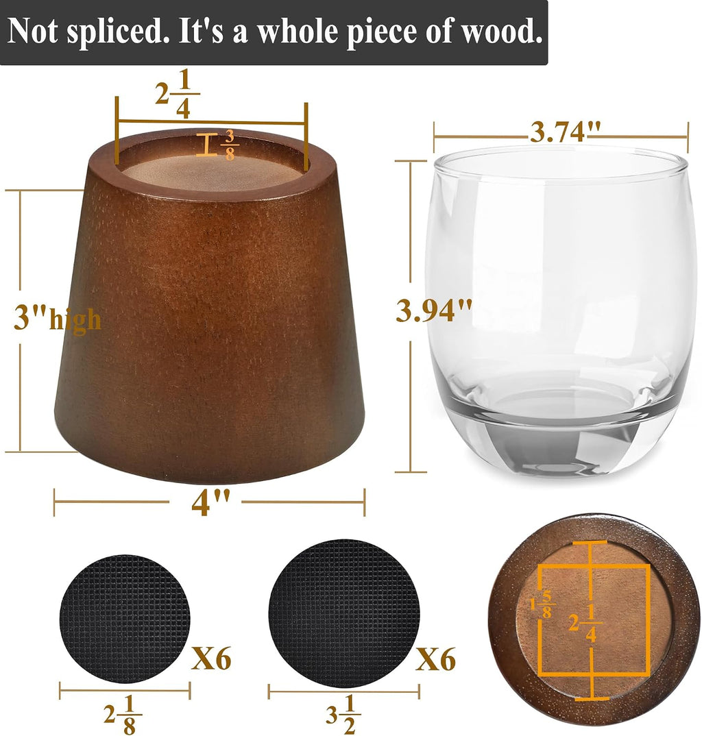 Wooden Bed Risers 3 Inch Round Furniture Risers Set of 6, Heavy Duty Wood Bed Lifts Risers for Bed Frame, Table, Sofa, Couch, Desk, Dresser