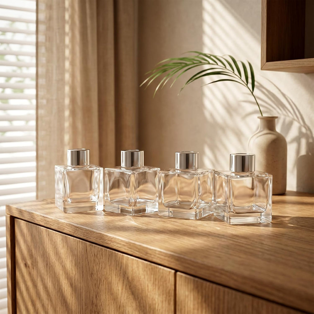 50ml Fragrance Glass Reed Diffuser Bottles Set of 4 Jars