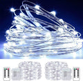 LED Fairy String Lights Battery Operated,2 Pack 33ft 100 LED Waterproof Cool White Twinkle Firefly String Lights with Remote& 8 Lighting Modes Indoor Outdoor Christmas Patio Party Decor