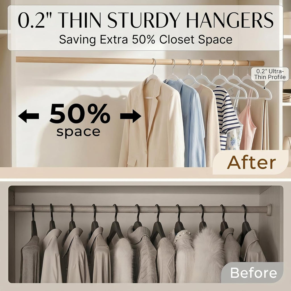 SMARTOR Plastic Hangers 20 Pack - Thin Hangers for Space Saving - White
