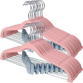 Stormix 18 Pack Velvet Skirt Hanger with Clips Non-Slip 16.5 inches Pink