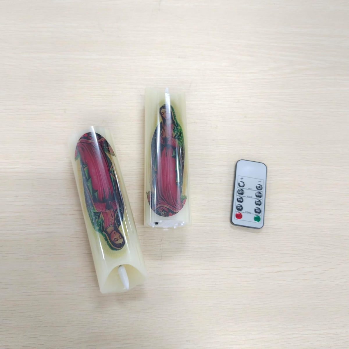 Baquler 2 Pcs Religious Flameless LED Prayer Candle, Our Lady of Guadalupe