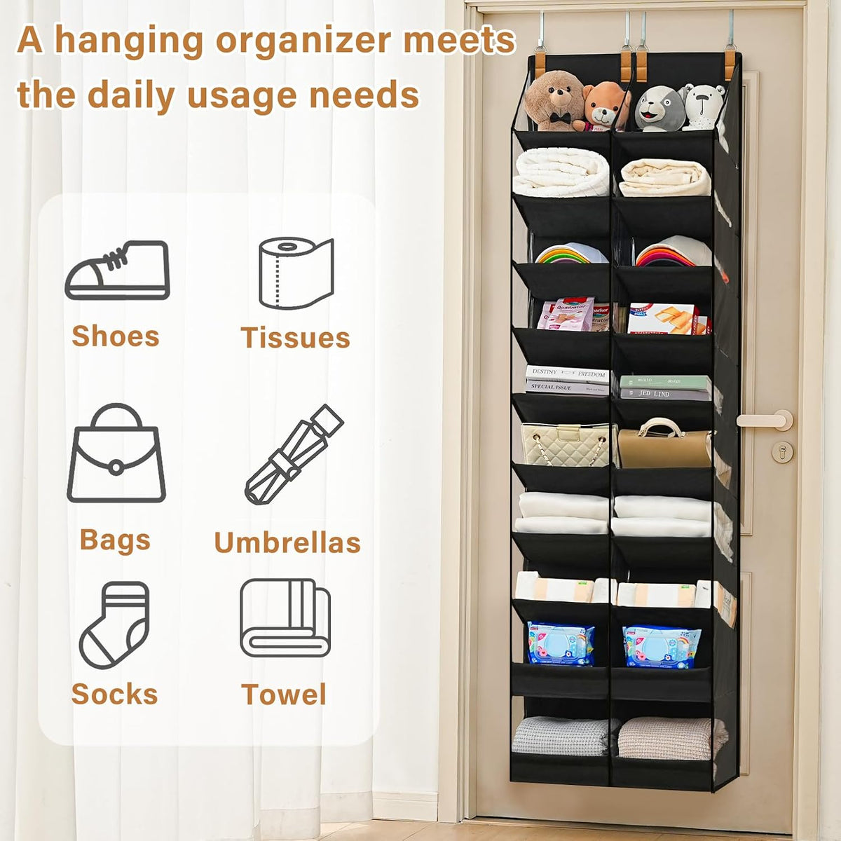 20-30 Pairs Over the Door Shoe Organizer, 10-Tier Hanging Shoe Storage