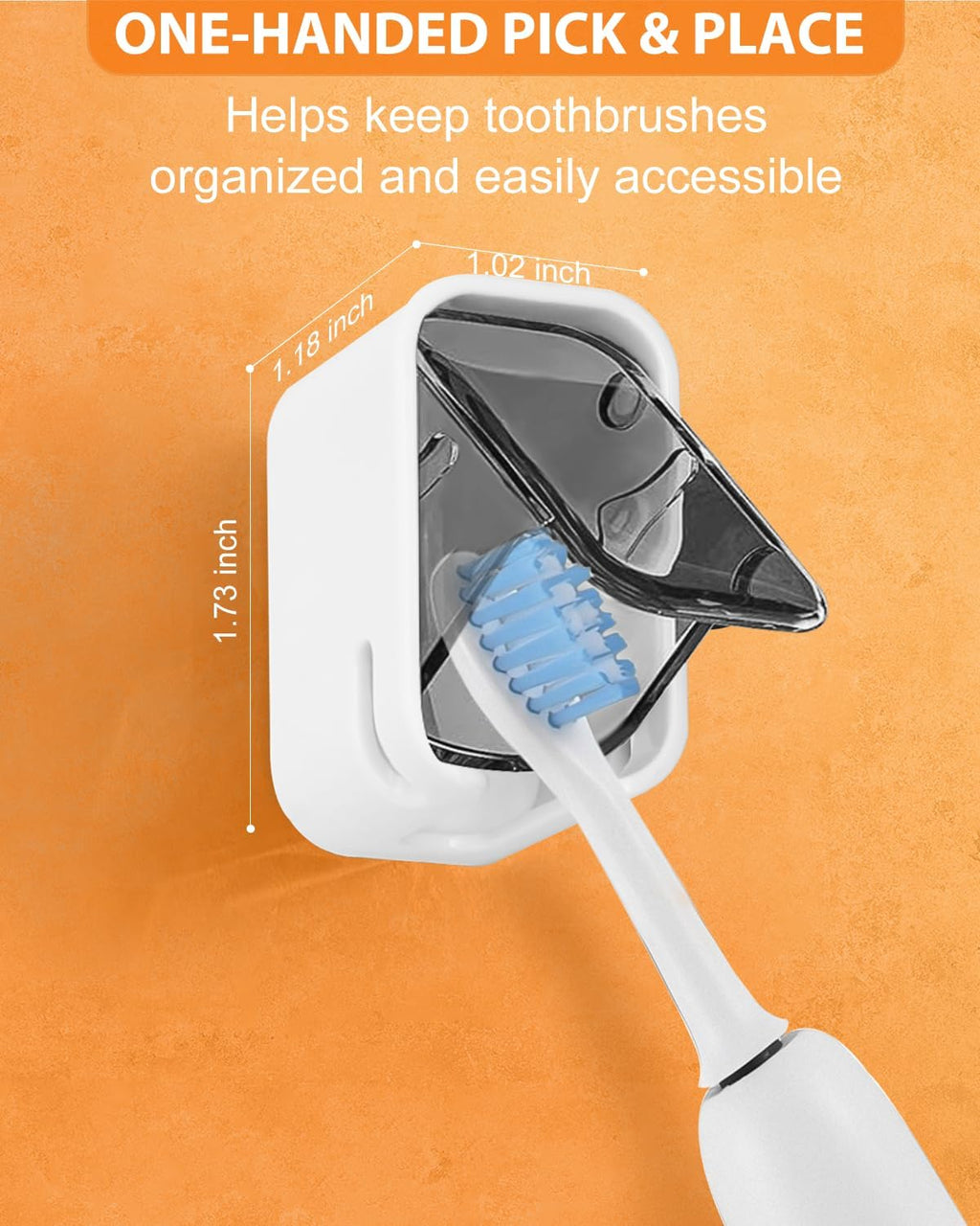 4 Pack Adhesive Wall Mount Toothbrush Holder - Waterproof Bathroom & Shower Organizer, No Drill Stick On Hanger for Manual/Electric Toothbrushes, Space Saving Storage Solution (2)