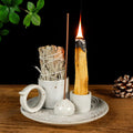 5 in 1 Ceramic Palo Santo Burner Holder for Sage, Incense Sticks & Candle