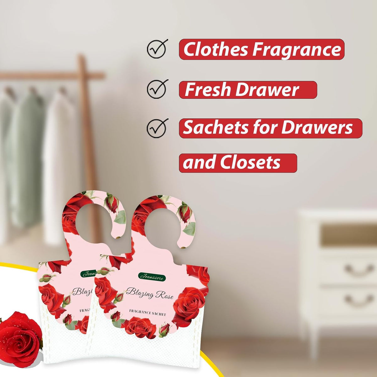 15 Packs Scented Sachets for Drawers and Closets, Hanging Closet Freshener