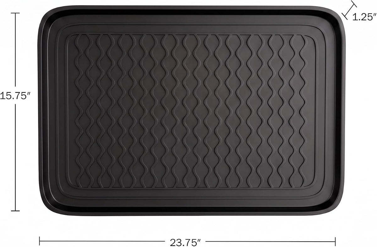 Stalwart Indoor Outdoor Boot Tray, Black, 23.75x15.75, 2-Pack