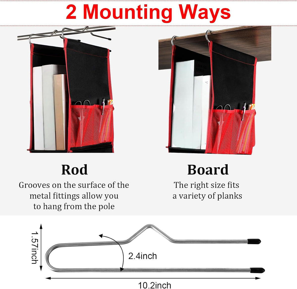 1 PC Hanging Locker Organizer 2 Layer Shelves, Red