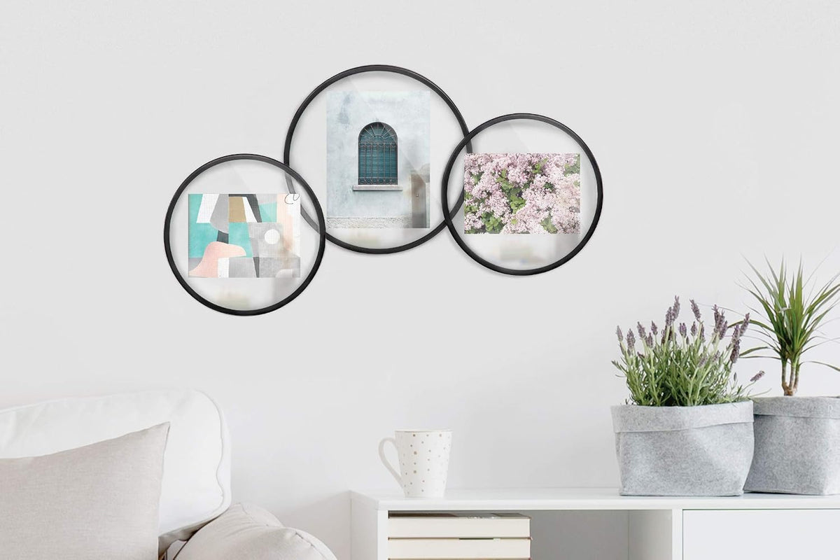 Umbra Infinity 5x7 Picture Frame, Unique Circular Photo Display for Desk or Wall, Black