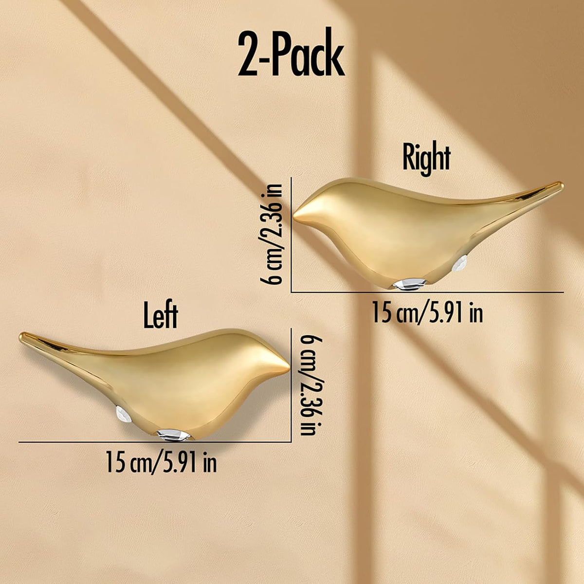 GDQ 2‑Pack Gold Bird‑Shaped Motion Sensor LED Rechargeable Wall Night Light