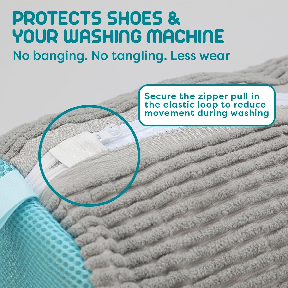 ZENO Shoe Washing Machine Bag - 2pcs - Laundry Shoe Bag for Washer and Dryer - 2pc Reusable Sneaker Cleaning Sack for All type of Tennis - Reinforced Zipper, 360° Deep Cleaning (Gray)