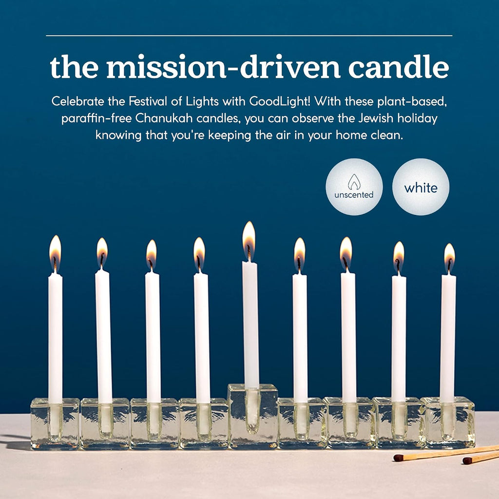 GoodLight Hanukkah Chanukah Menorah Candles Paraffin-Free White 45 Ct
