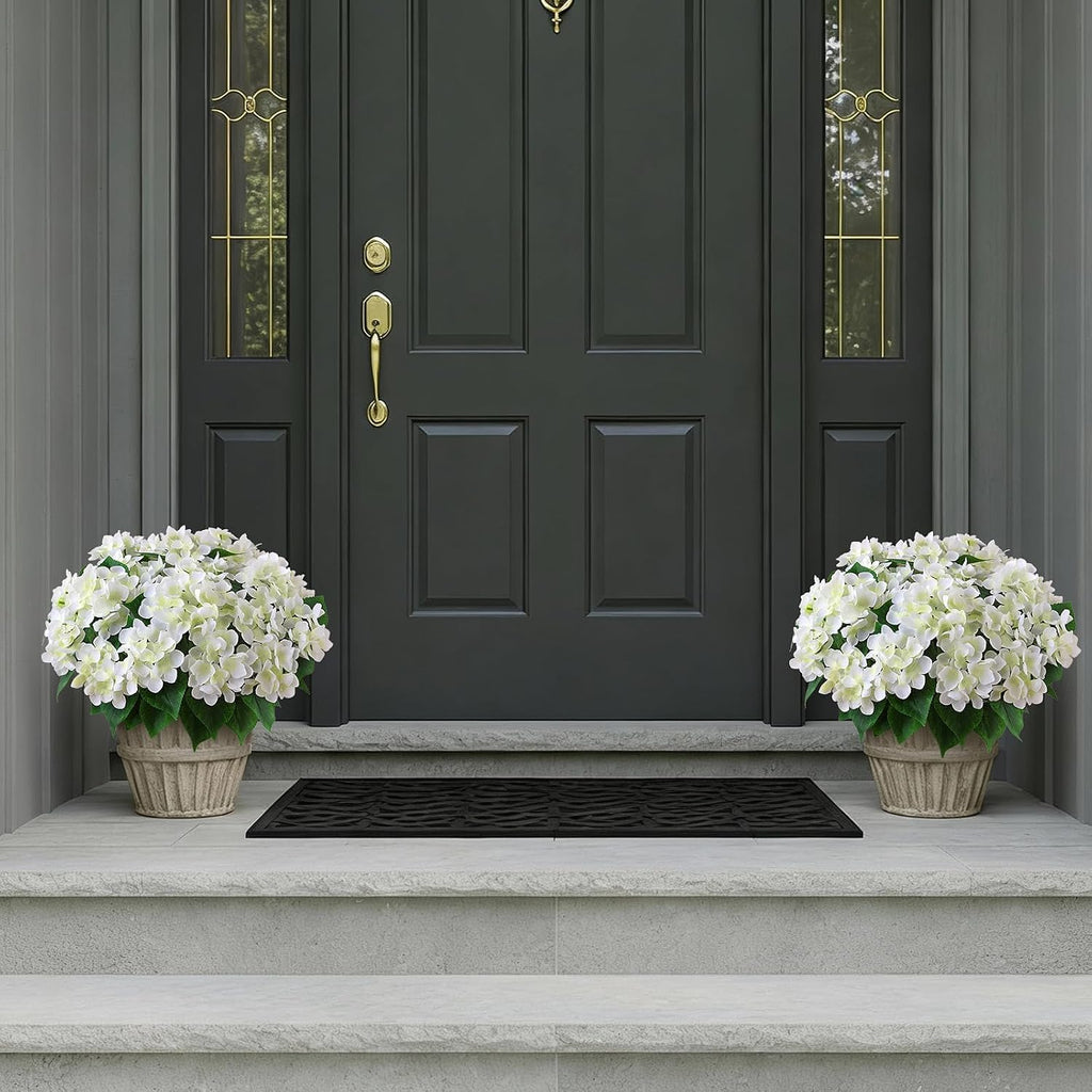 8 Bundles 17" Artificial Hydrangea Flower Branches for Porch (White)