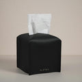 OLETHA Square Tissue Box Cover, Aesthetic Desk Decor, Black, 2 Pack