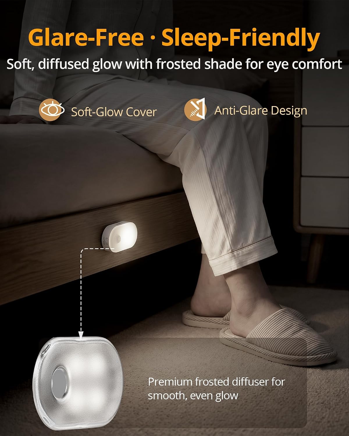 Lyridz Rechargeable Battery Night Light with Motion Sensor, Portable, Auto-Off, Dimmable for Bathroom, Bedroom, Kitchen, Stairs, Hallway, Pets, Travel, 4-Pack, Cool White