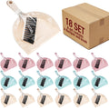 Sliner 18 Pack Mini Dustpan Brush Set Small Broom Set Bulk,Blue, Pink,Beige