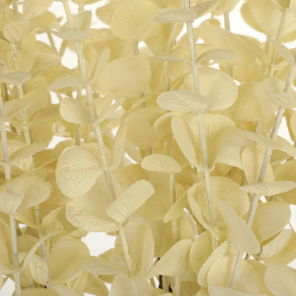 GnFlus 5 Pcs Artificial Eucalyptus Stems Fall Eucalyptus Leaves Autumn Leaf Branches Fall Decorations with Foam Fall Leaves for Home Floral Arrangement Autumn Festival Thanksgiving Decor Cream White