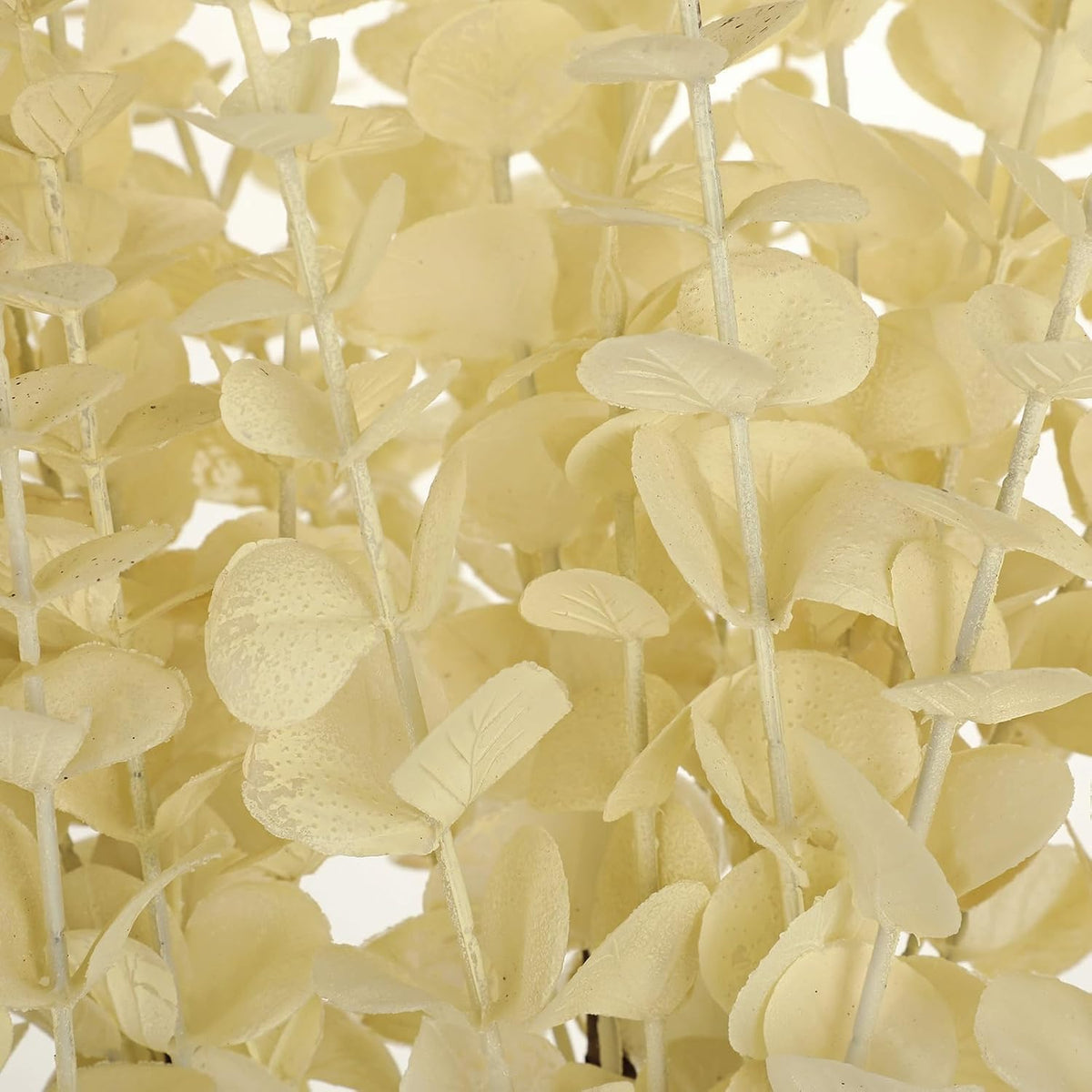 GnFlus 5 Pcs Artificial Eucalyptus Stems Fall Eucalyptus Leaves Autumn Leaf Branches Fall Decorations with Foam Fall Leaves for Home Floral Arrangement Autumn Festival Thanksgiving Decor Cream White